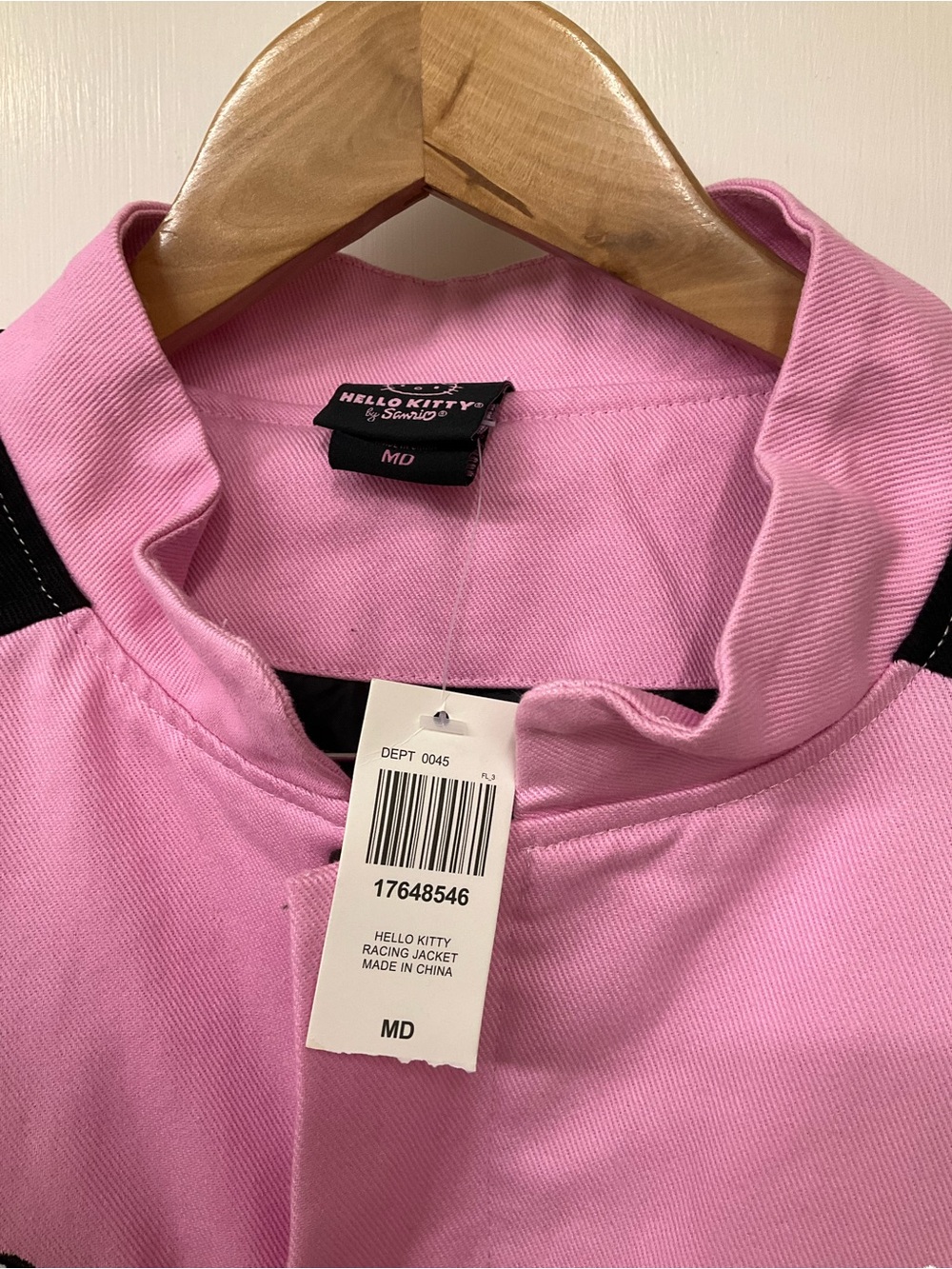 Hello Kitty Pink & Black Racing Jacket with Checkerboard Accents - Picture 6 of 9